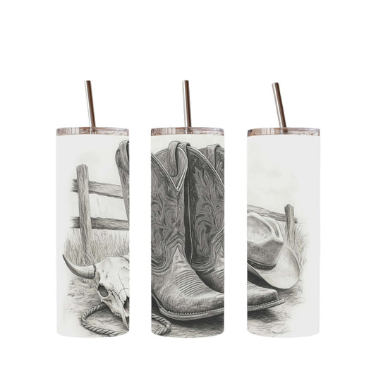 Inspiration Western - Tasse isotherme - Édition Bottes de cowboys & Crâne de Boeuf
