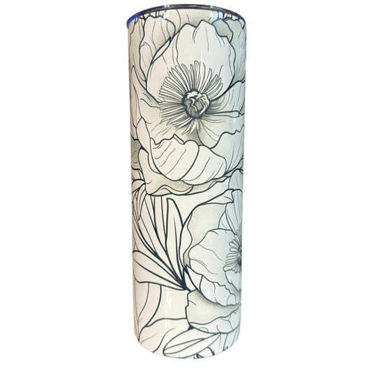 Inspiration Western - Tasse isotherme - Édition Fleurs noires et blanches