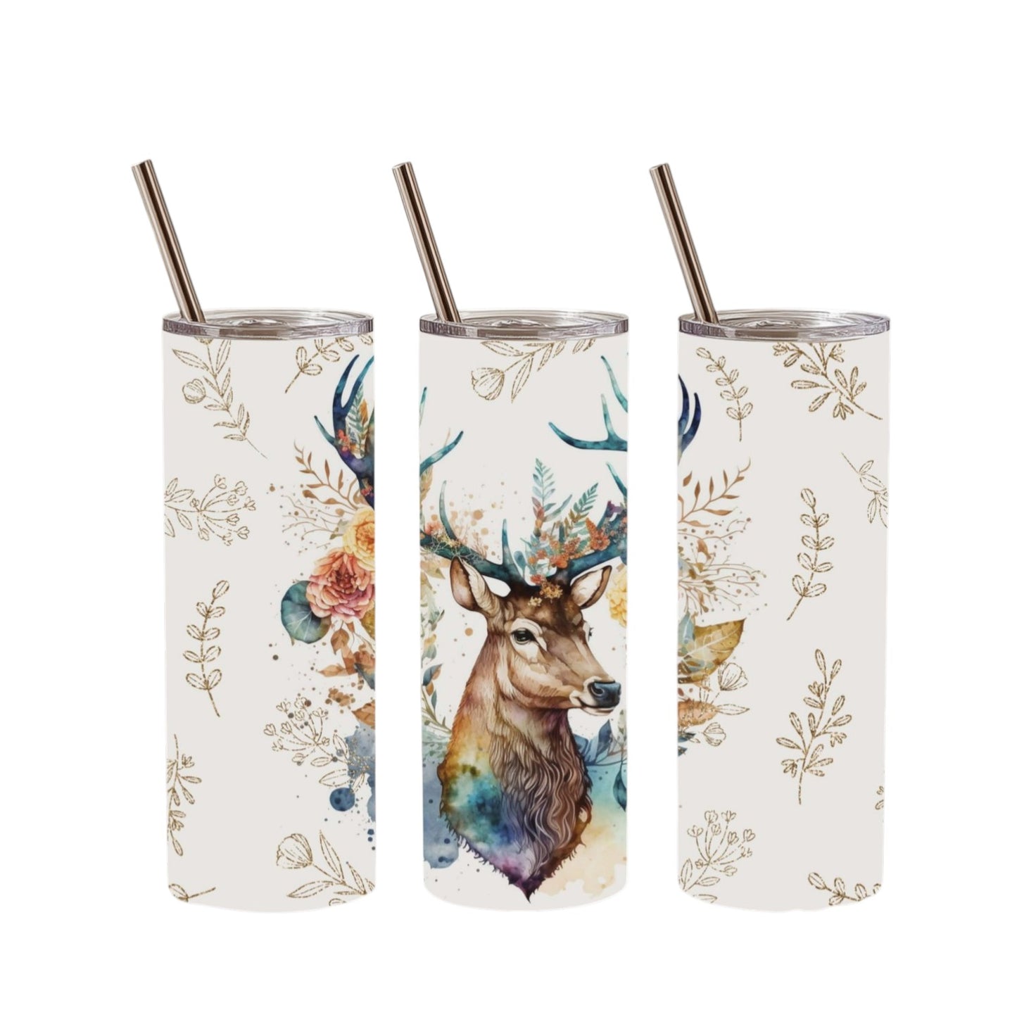 Inspiration Western - Tasse isotherme - Édition Cerf aquarelle Floral