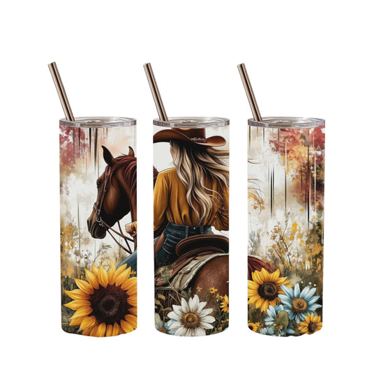 Inspiration Western - Tasse isotherme - Édition Cowgirl & Fleurs sauvage en cheval