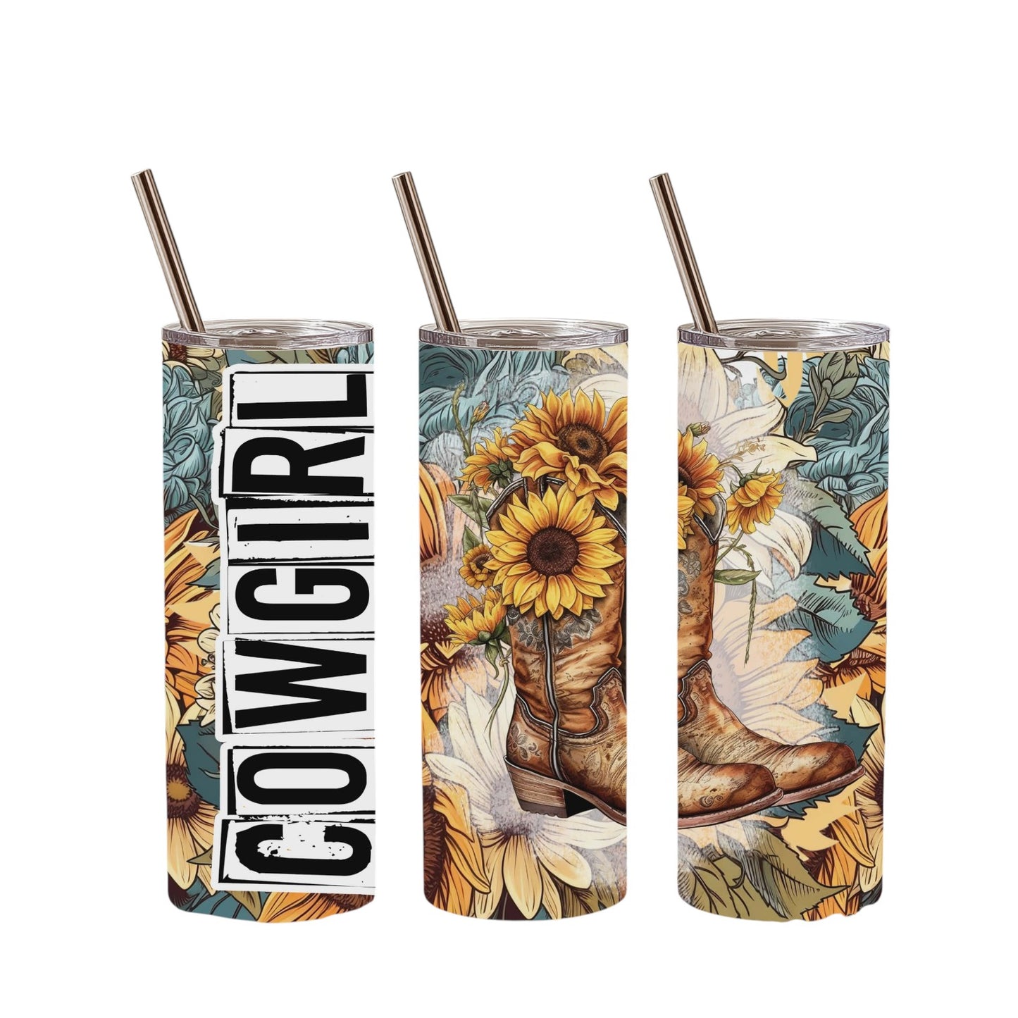 Inspiration Western - Tasse isotherme - Édition Cowgirl Bottes & Tournesols
