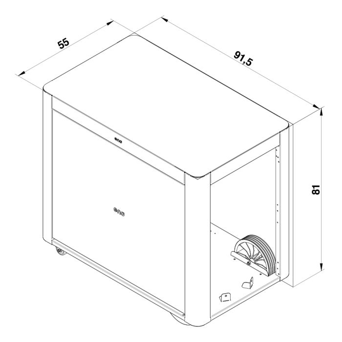 Eno - Chariot ACHILLE 92 cm Inox avec Rideau