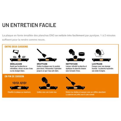 Eno - Plancha à gaz Bergerac 3000 en fonte émaillée, 3 brûleurs, châssis inox