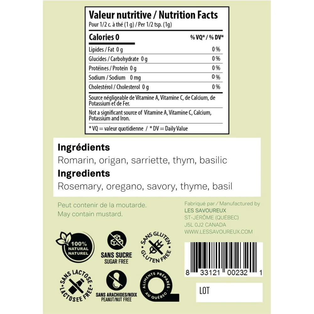 Les Savoureux Assaisonnements – Assaisonnement Biologique Herbes de Provence (Édition Limitée)