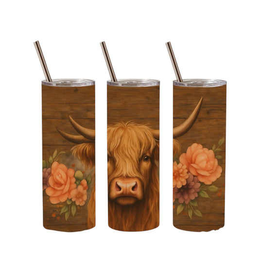 Inspiration Western - Tasse isotherme - Vache Highland Grosse fleur