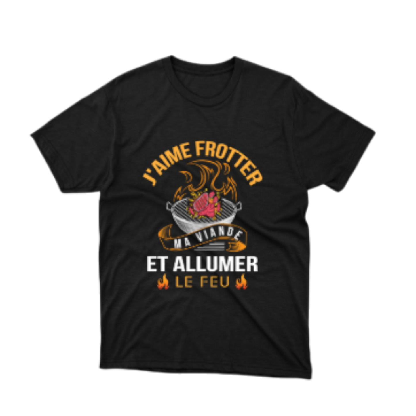 PiratesBBQ – T-Shirt « J'aime frotter ma viande et allumer le feu »