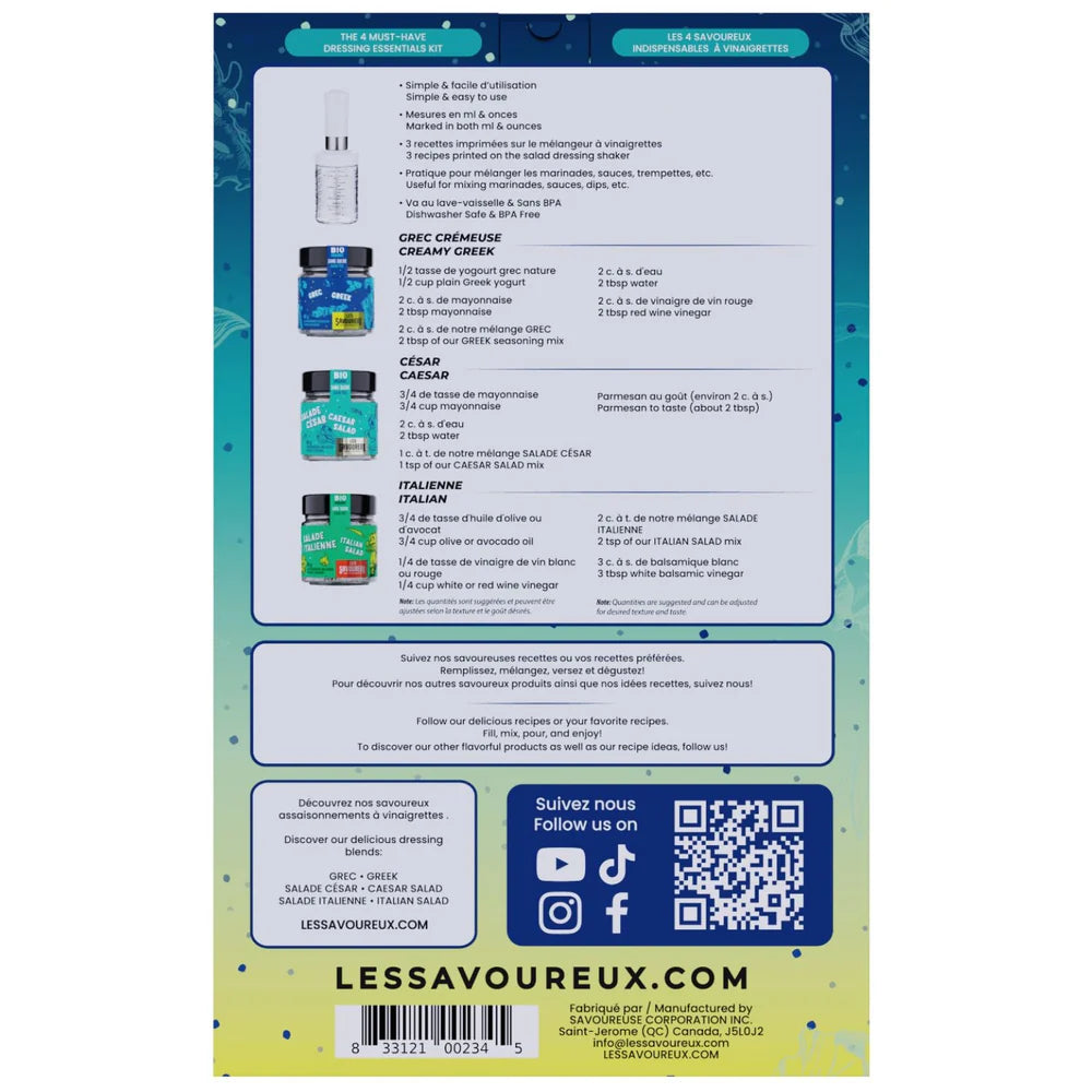Les Savoureux assaisonnements - Les 4 Savoureux Indispensables à Vinaigrettes – Ensemble Gourmand