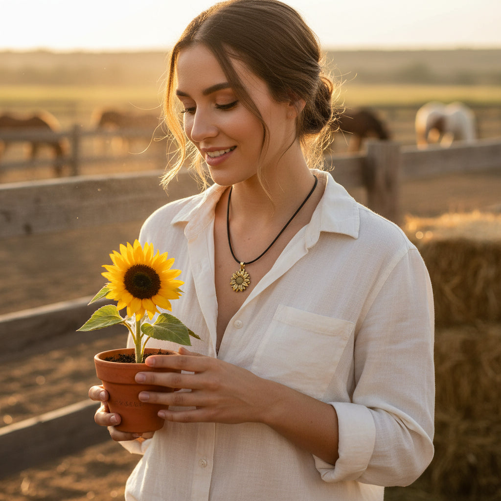 Inspiration Western - Collier pendentif Tournesol