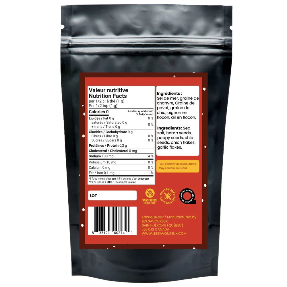 Les Savoureux assaisonnements - Assaisonnement biologique - Everything bagel- Edition limitée
