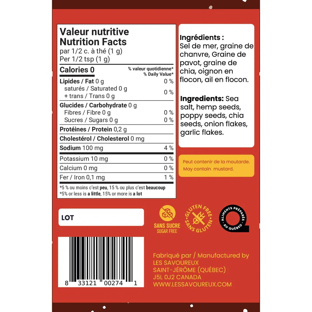 Les Savoureux assaisonnements - Assaisonnement biologique - Everything bagel- Edition limitée