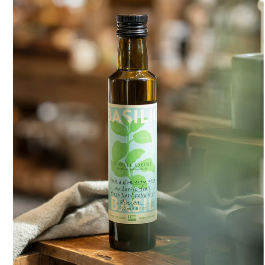 La Belle Excuse - Huile d’olive extra vierge au basilic 250 ml