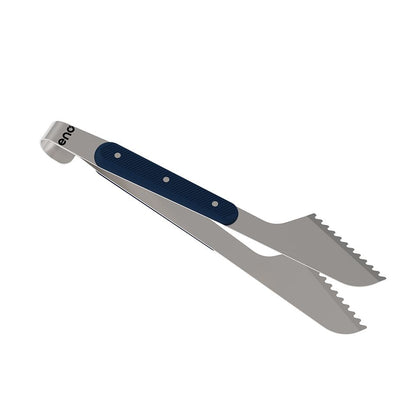 Eno - Pince large pour plancha en inox, manche bleu navy