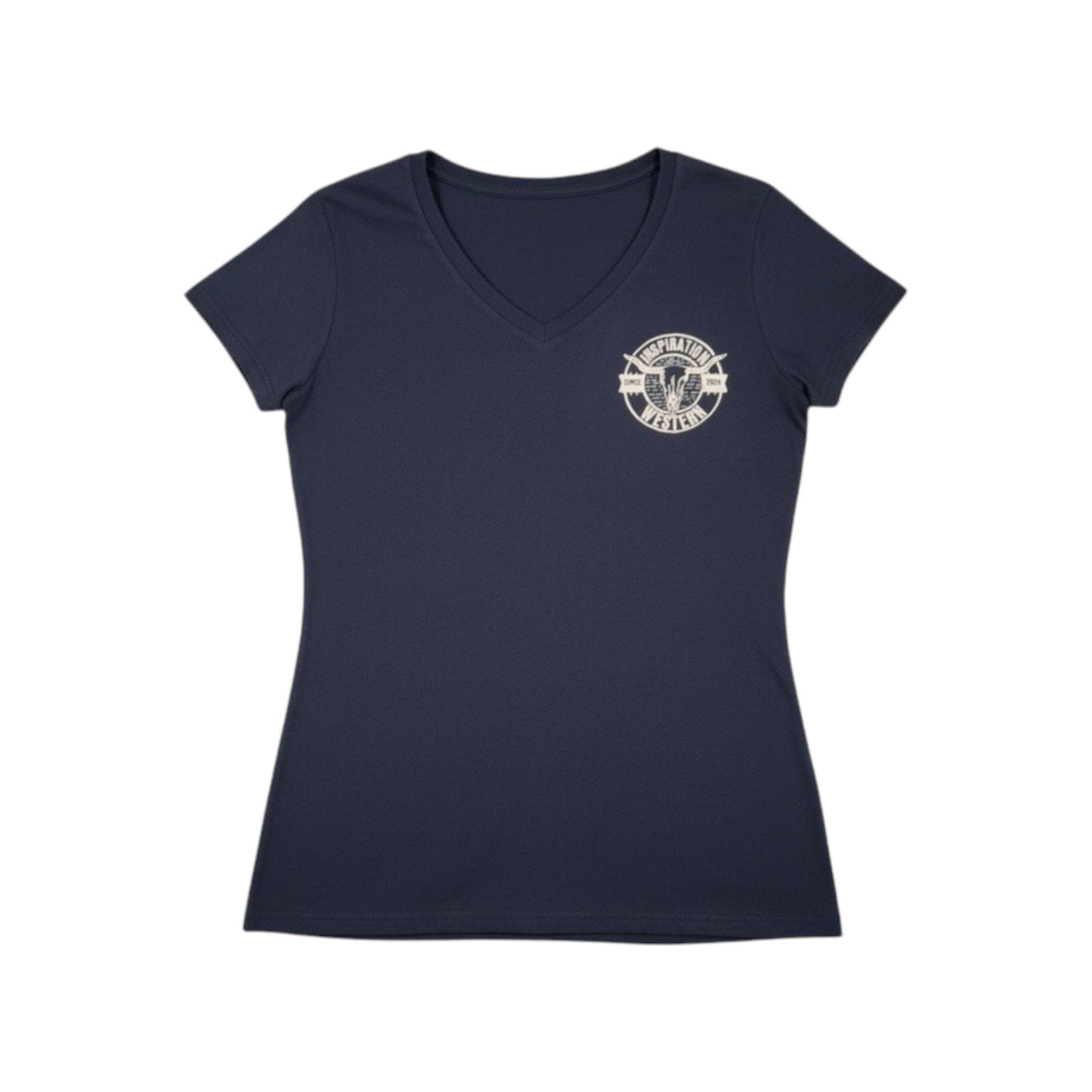 Inspiration Western - T-shirt col en V femme Marine Inspiration Western - Édition Signature
