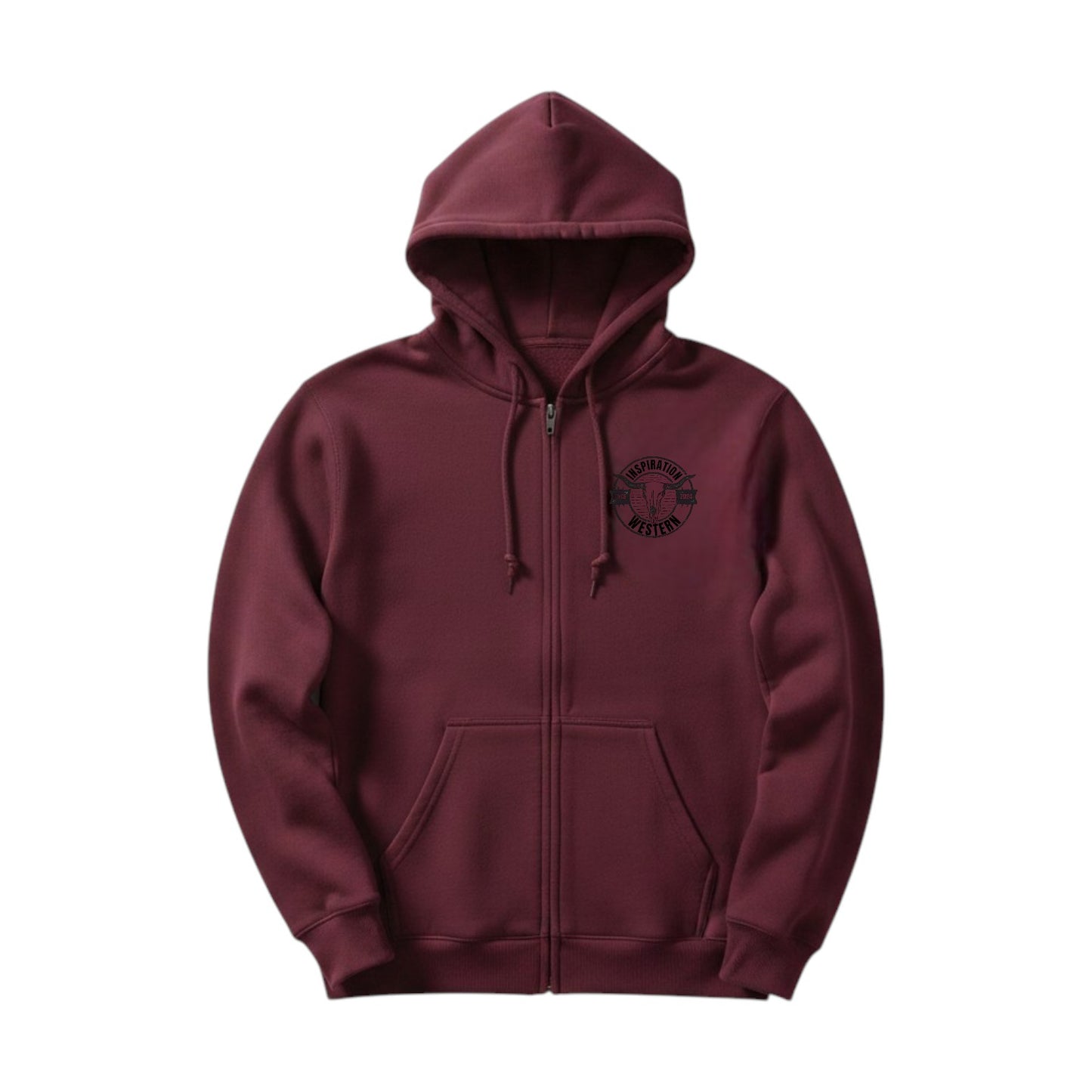 Inspiration Western - Hoodie zip Unisexe Bourgogne