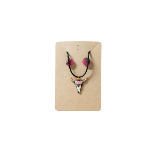 Inspiration Western - Ensemble Collier & Boucles d'oreilles Western – Pendentif Tête de taureau 3