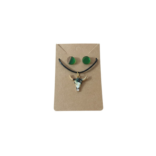 Inspiration Western - Ensemble Collier & Boucles d'oreilles Western – Pendentif Tête de taureau 1