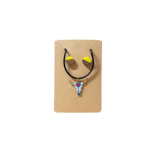 Inspiration Western - Ensemble Collier & Boucles d'oreilles Western – Pendentif Tête de taureau 2