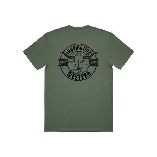 Inspiration Western - T-shirt vert 2 logos