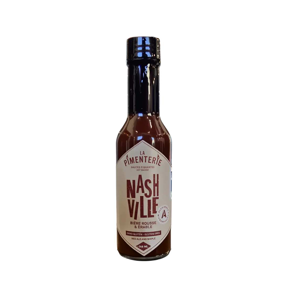 La Pimenterie Sauce Nashville – vignette bouteille 148 ml, sauce piquante sans gluten au sirop d'érable et Cayenne 