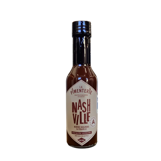 La Pimenterie Sauce Nashville – vignette bouteille 148 ml, sauce piquante sans gluten au sirop d'érable et Cayenne 
