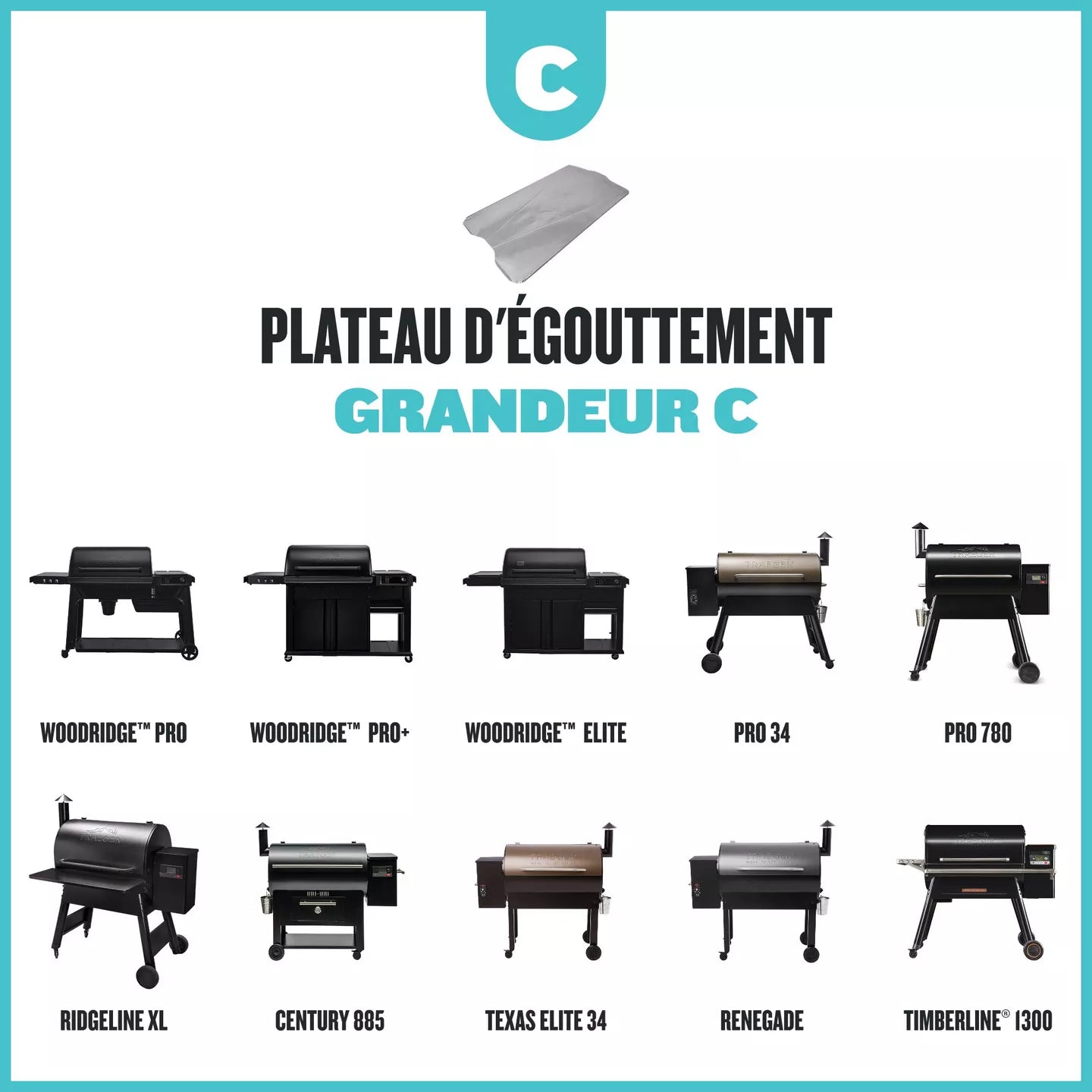 Traeger - Revêtements de cuvette d’égouttage Pqt 5 Taille C