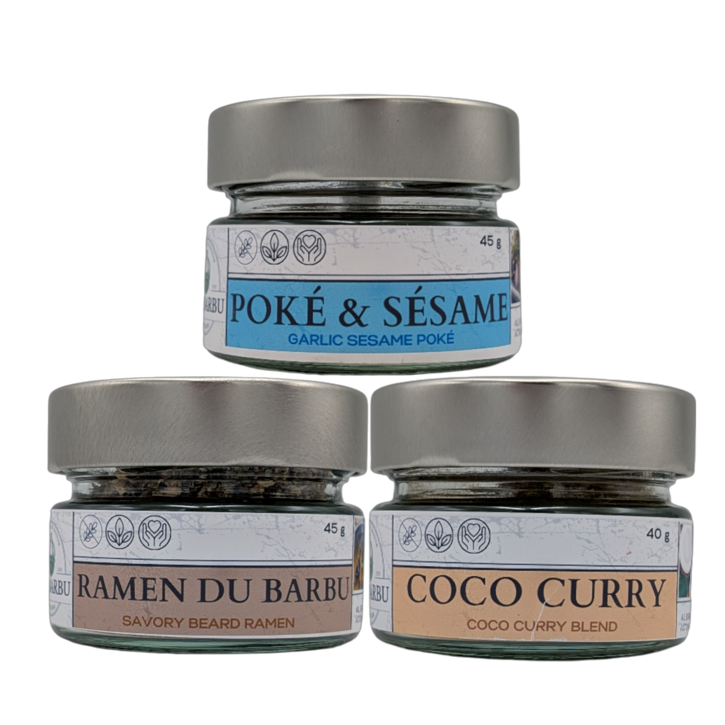 Trio Cadeau Ail Barbu — Coco Curry, Poke Sésame & Ramen