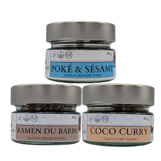 Trio Cadeau Ail Barbu — Coco Curry, Poke Sésame & Ramen