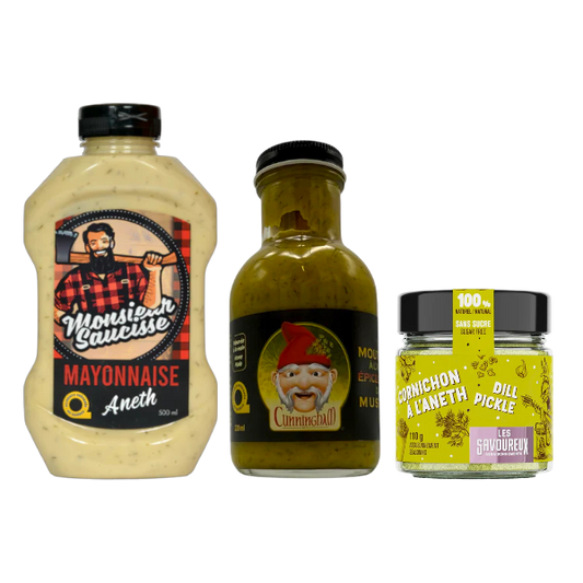 Trio Aneth – Épices Les Savoureux, Mayonnaise Monsieur Saucisse & Moutarde Cunningham