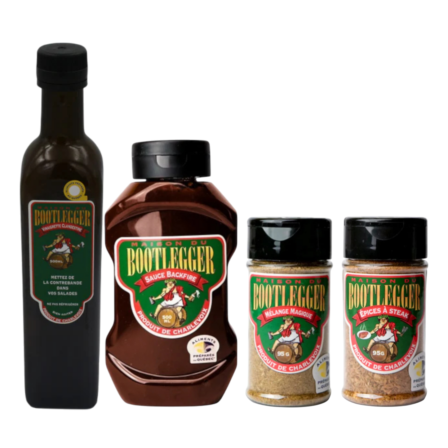 Quatuor Bootlegger – Sauce, Vinaigrette & 2 Épices Signature