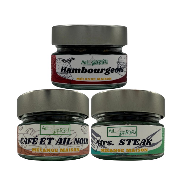 Coffret Ail Barbu #1 – Épices Hambourgeois, Café & Ail Noir, Mrs Steak