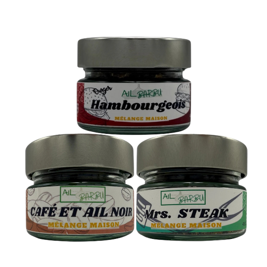 Coffret Ail Barbu #1 – Épices Hambourgeois, Café & Ail Noir, Mrs Steak