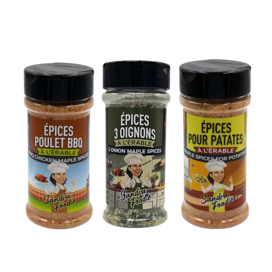 Trio Épicurien Sandra Foodie – Érable & Épices pour Viandes et Légumes
