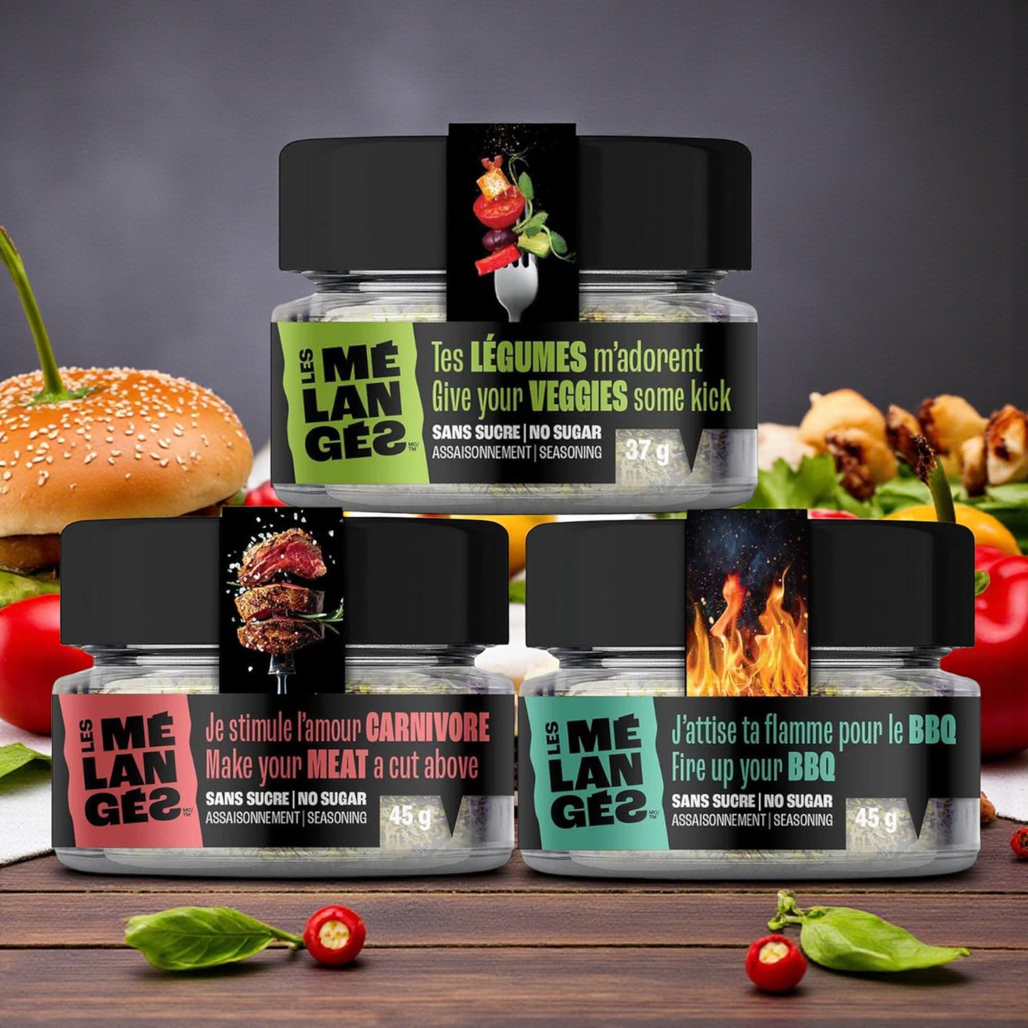 Trio Les Mélangés #1 – Mélanges d’épices BBQ, Carnivore & Légumes