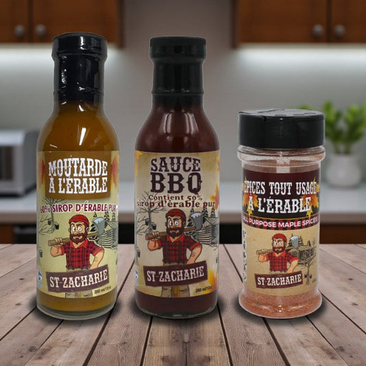 Trio St-Zacharie – Délices à l’érable : Moutarde, BBQ & Épices