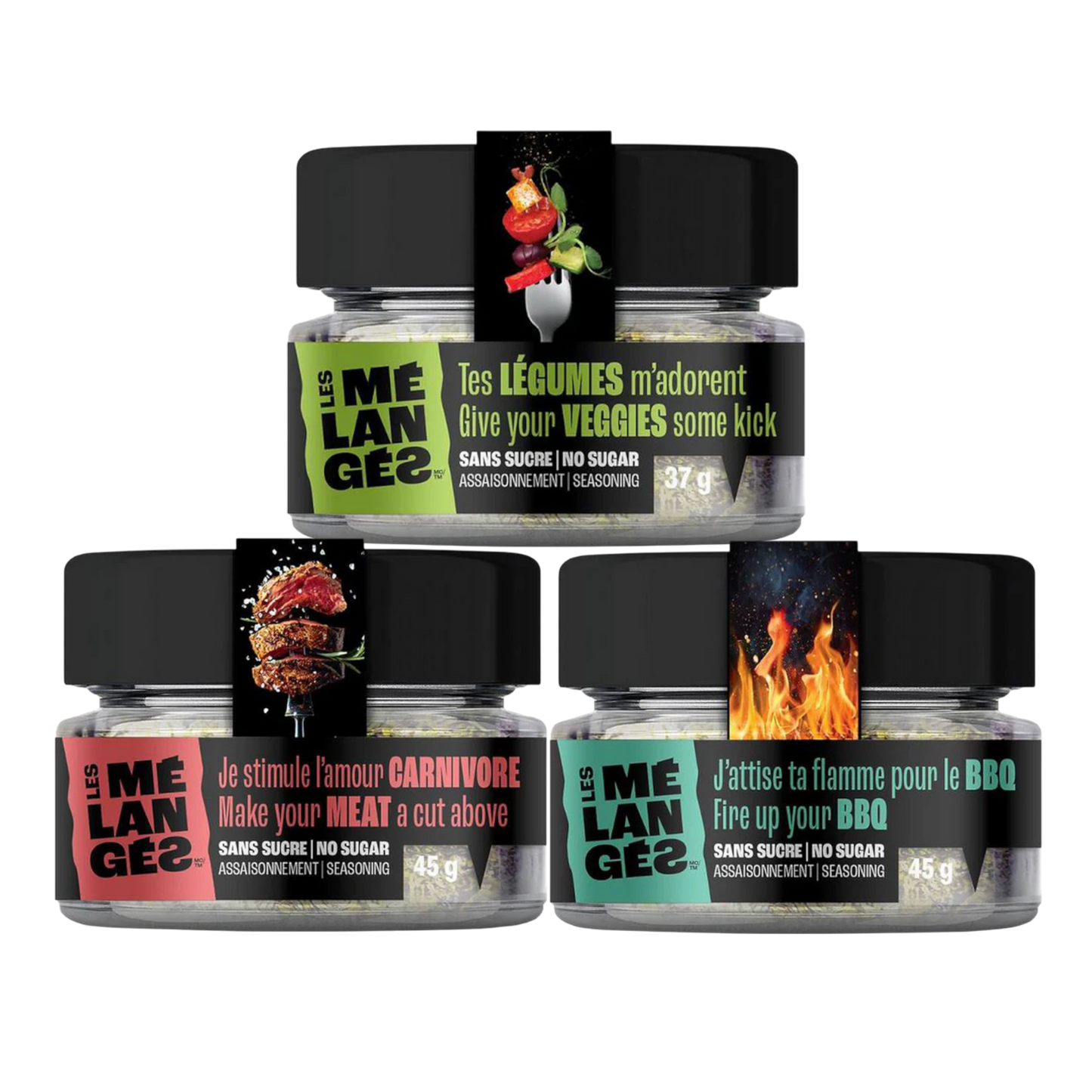 Trio Les Mélangés #1 – Mélanges d’épices BBQ, Carnivore & Légumes