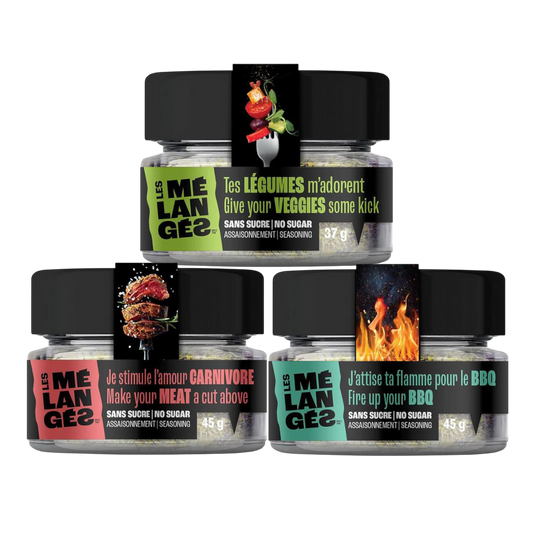 Trio Les Mélangés #1 – Mélanges d’épices BBQ, Carnivore & Légumes