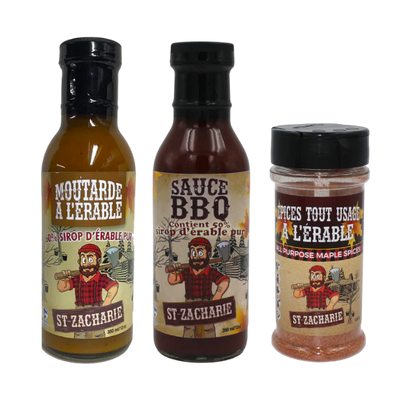 Trio St-Zacharie – Délices à l’érable : Moutarde, BBQ & Épices
