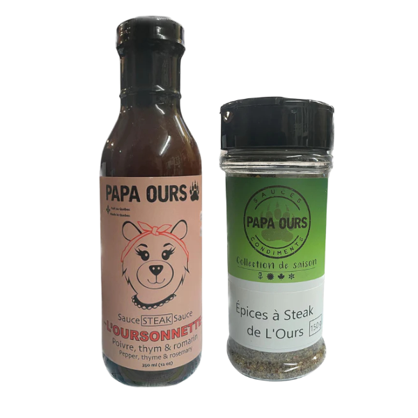 Duo Papa Ours – Épices à steak & Sauce L’Oursonnette | BBQ et saveurs artisanales