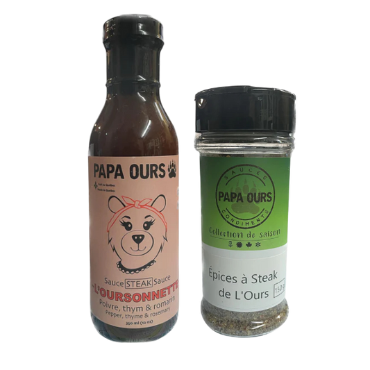 Duo Papa Ours – Épices à steak & Sauce L’Oursonnette | BBQ et saveurs artisanales