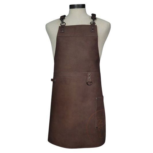 Zipmoilou - Tablier en cuir Essentiel Grand une poche Brun
