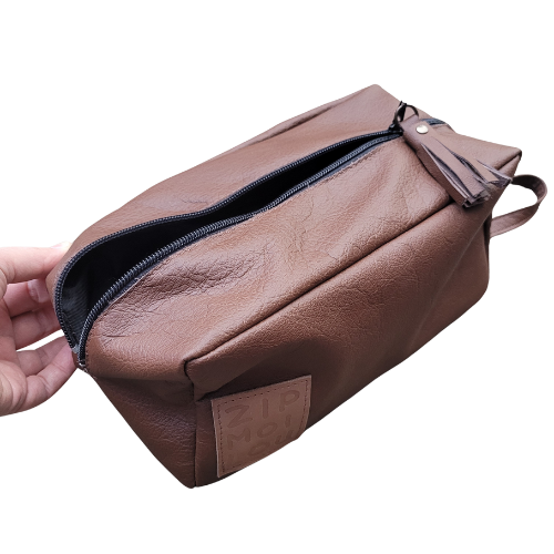 Zipmoilou - Trousse de voyage “Trousse à Toute” – Cuir véritable, fabriquée au Québec