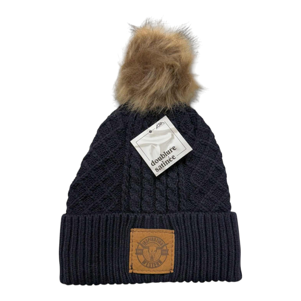 Inspiration Western -Tuque femme doublure santinée - Marine