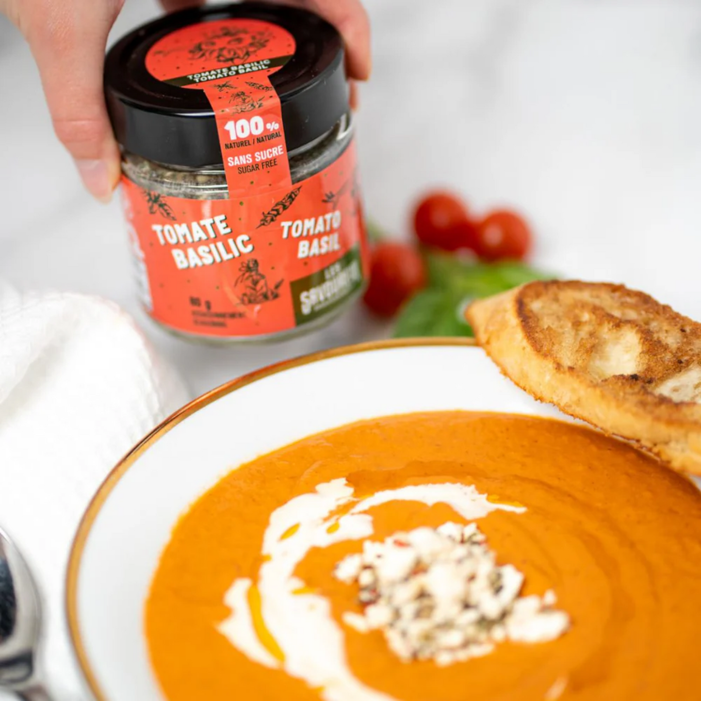 Les Savoureux assaisonnements - Assaisonnement biologique Tomate & Basilic