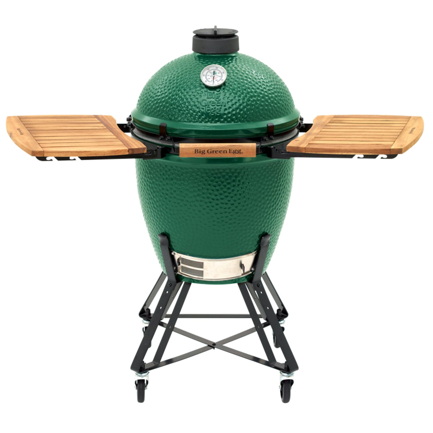 Big Green Egg - Barbecue au charbon de bois avec nid & tablettes en bois Large