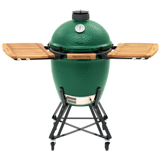 Big Green Egg - Barbecue au charbon de bois avec nid & tablettes en bois Large