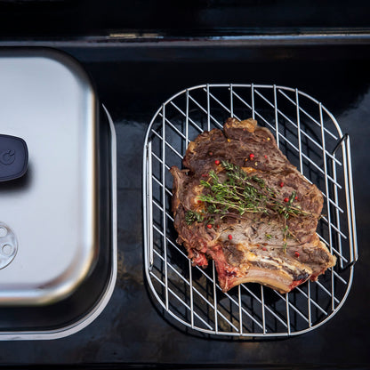 Eno - Grille rectangulaire de cuisson indirecte et de repos pour plancha en inox