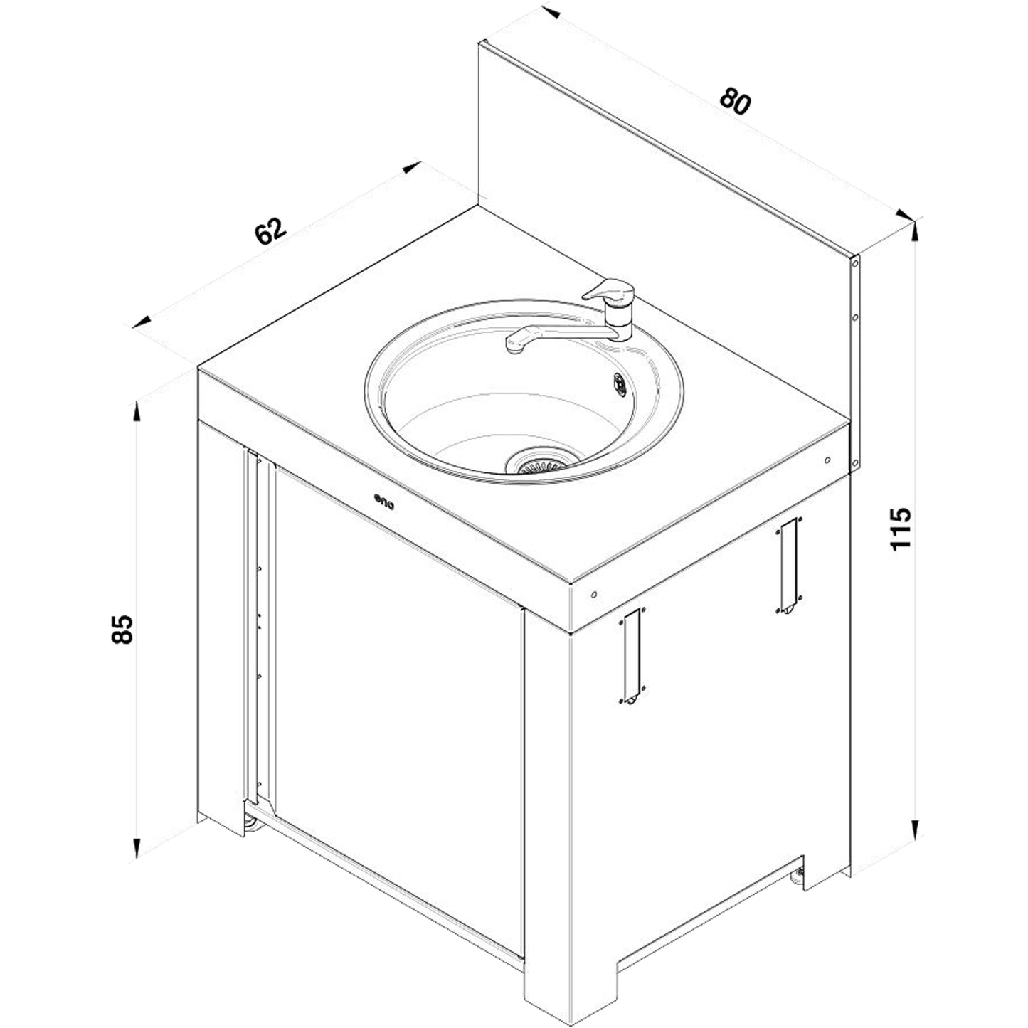 Eno - Module MODULO évier en acier galvanisé thermolaqué gris cargo et noir